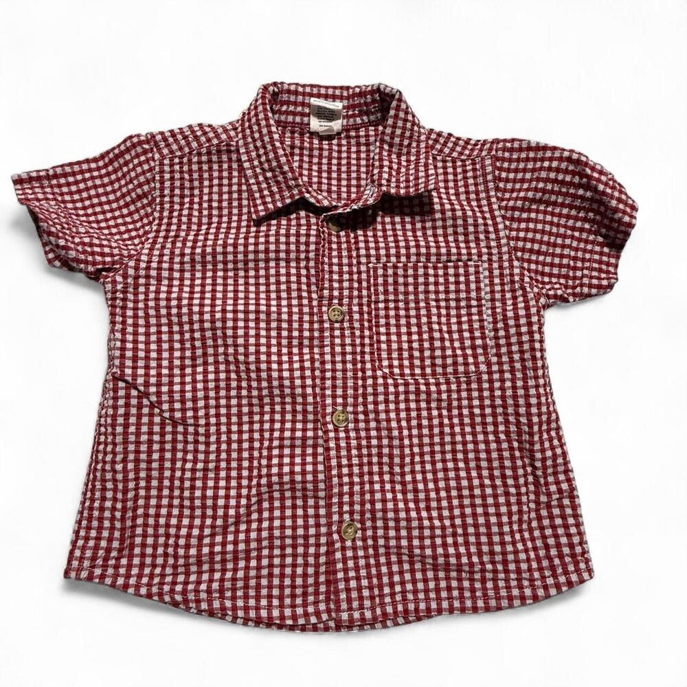 Vintage Baby Gap Red Gingham Button Down Shirt 18-24 M